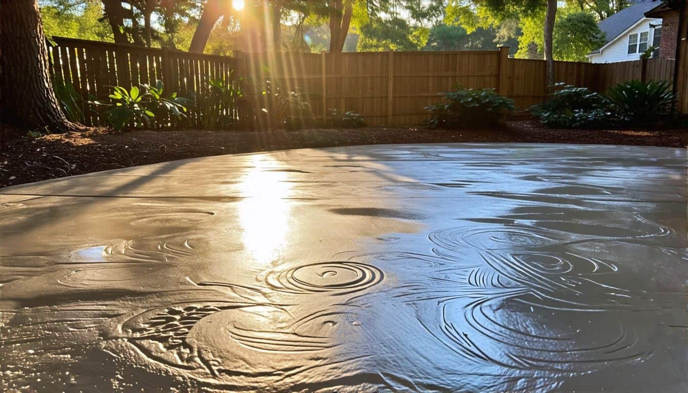 freshly poured concrete patio